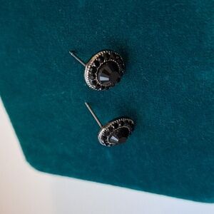 Black Rhinestone Pave Onyx Crystal Stud Earrings